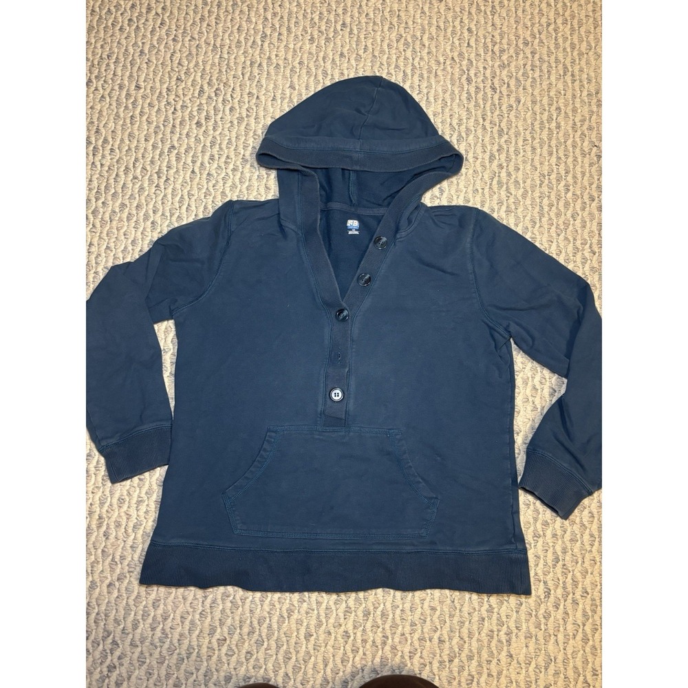 Women's Blue athletic pullover sweatshirt with button details Size Large